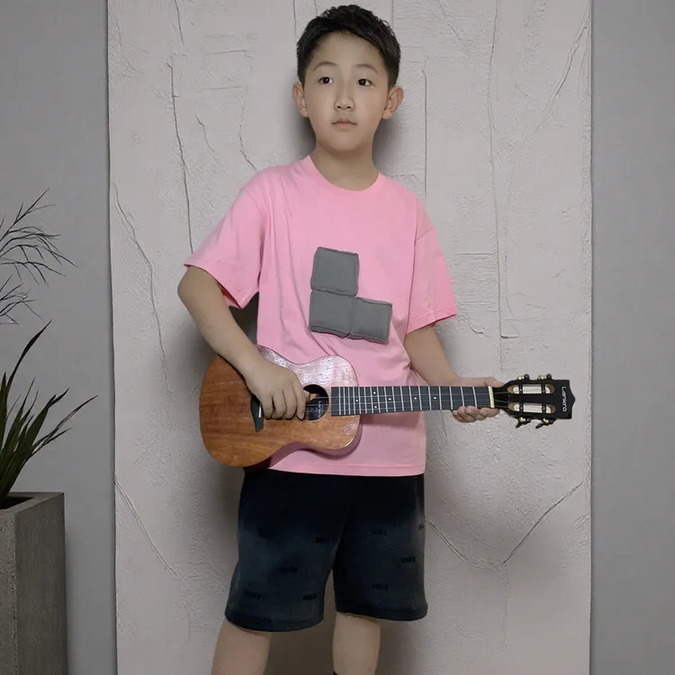 原创男童女童休闲夏季洋气立体游戏方块T恤儿童