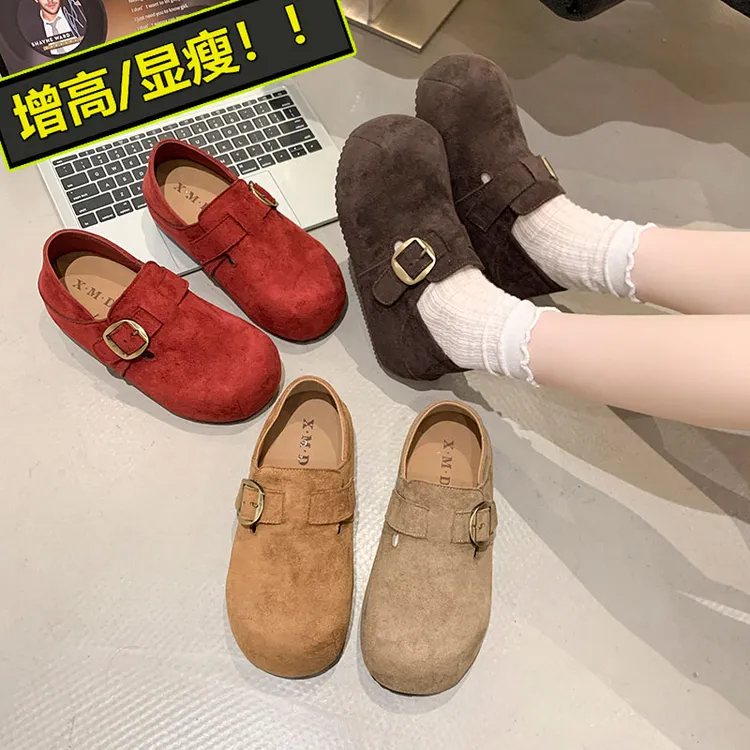 【卡比巴拉】勃肯鞋女厚底内增高大头丑萌鞋2025新款复古两穿懒人鞋