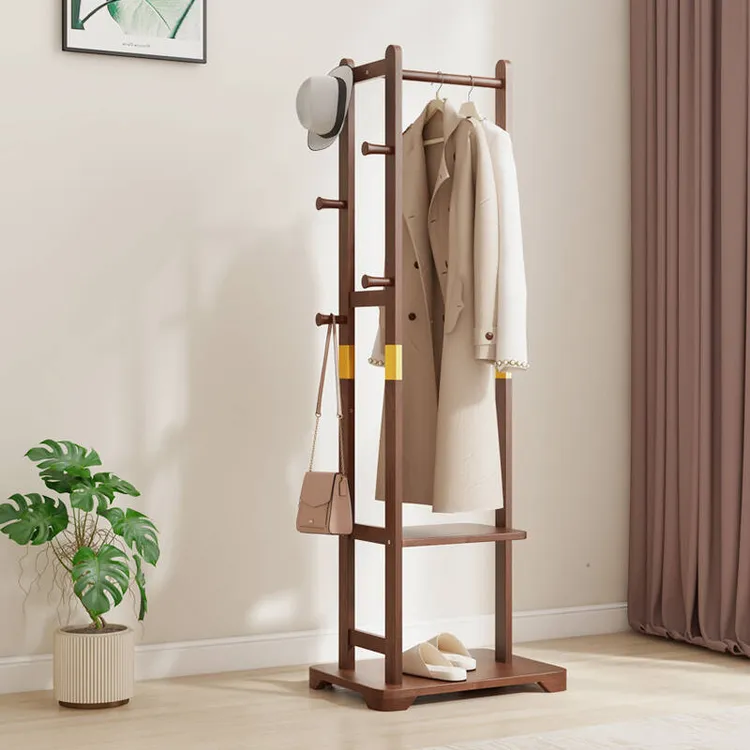 春漫里实木高端衣帽架落地卧室挂衣架房间拐角置物架北欧原木衣架