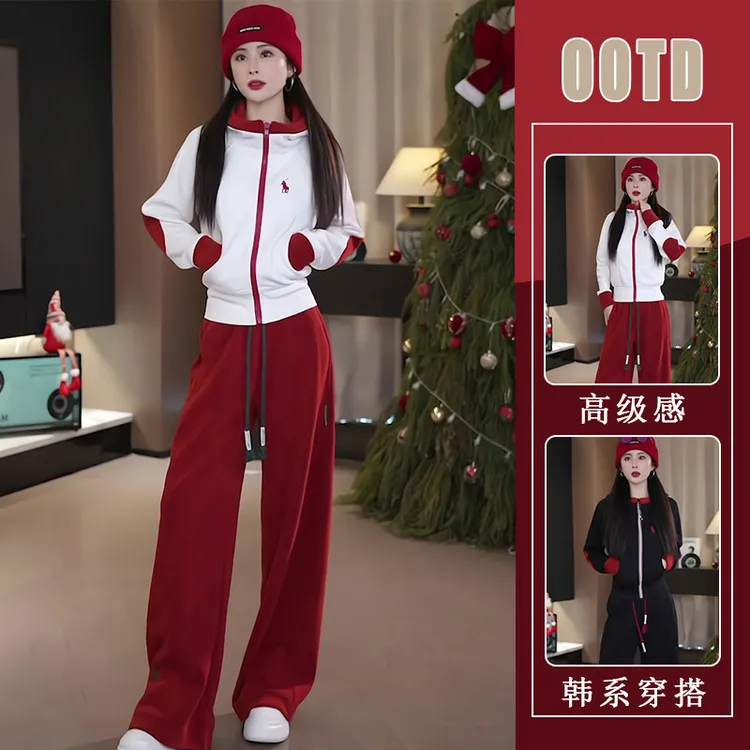 2025年秋冬季新款跑步服两件套女今年流行休闲显瘦搭配运动服套装
