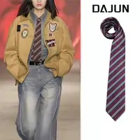 DAJUN大俊 秀场ins博主同款安可拉红拼蓝条纹领带