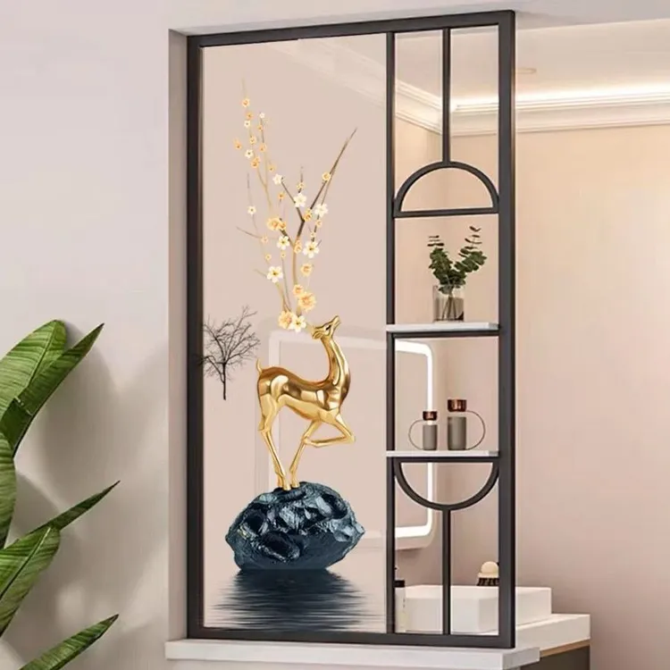 奶油风卫生间半墙隔断长虹艺术玻璃干湿分离屏风隔断2025新款