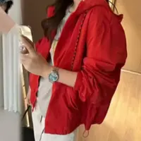 欧货时尚连帽冲锋衣外套(抽褶袖)