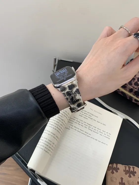 豹纹灯芯绒iwatchs表带适用S11代苹果手表10/9/8se3Ultra小米9pro
