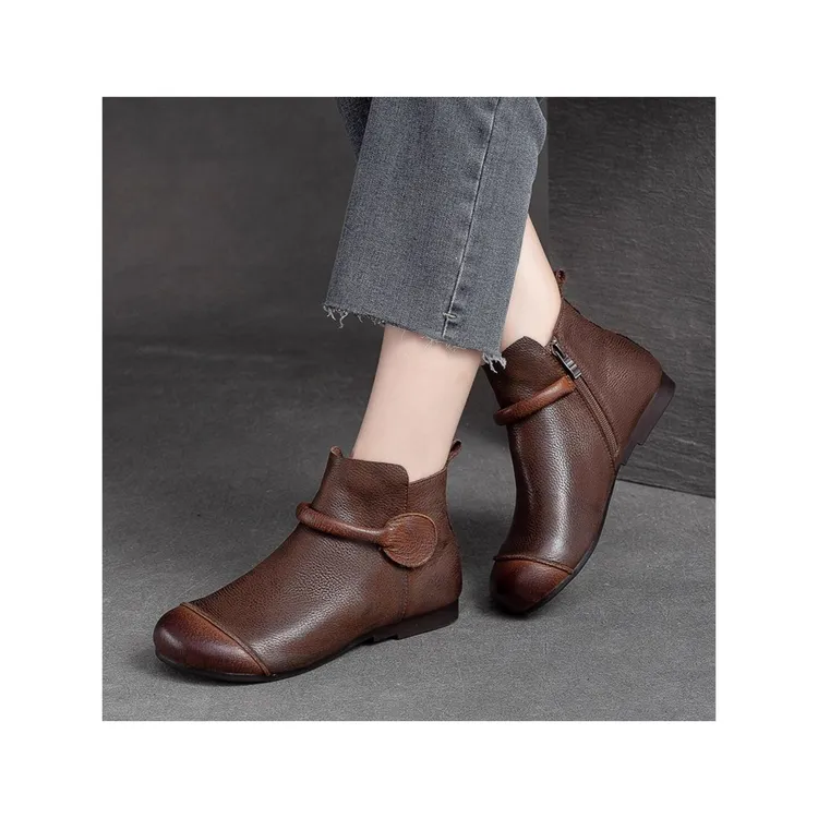 斯凯奇霹客【断码】复古短靴女2025新款中老年妈妈时尚百搭牛筋软底