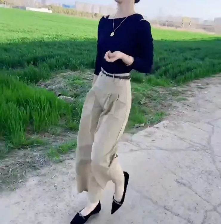 新款洋气显瘦修身上衣休闲百搭裤子气质女装1
