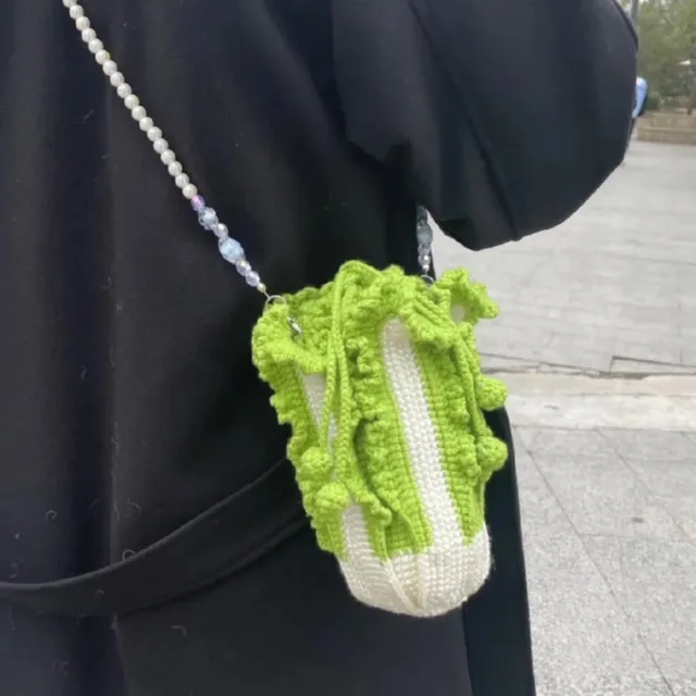 创意手工毛线编织个性大白菜包包diy材料包自制成品装手机零钱包