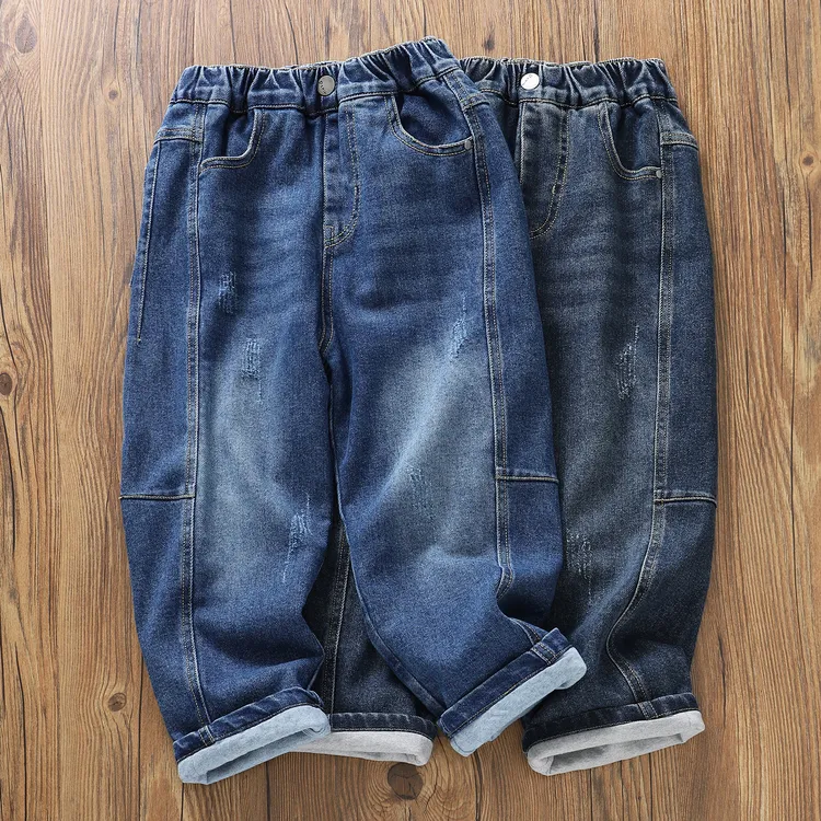 双层裤】高品质【秋冬牛仔裤有型儿童棉夹裤 ~男童大童裤子外贸童装