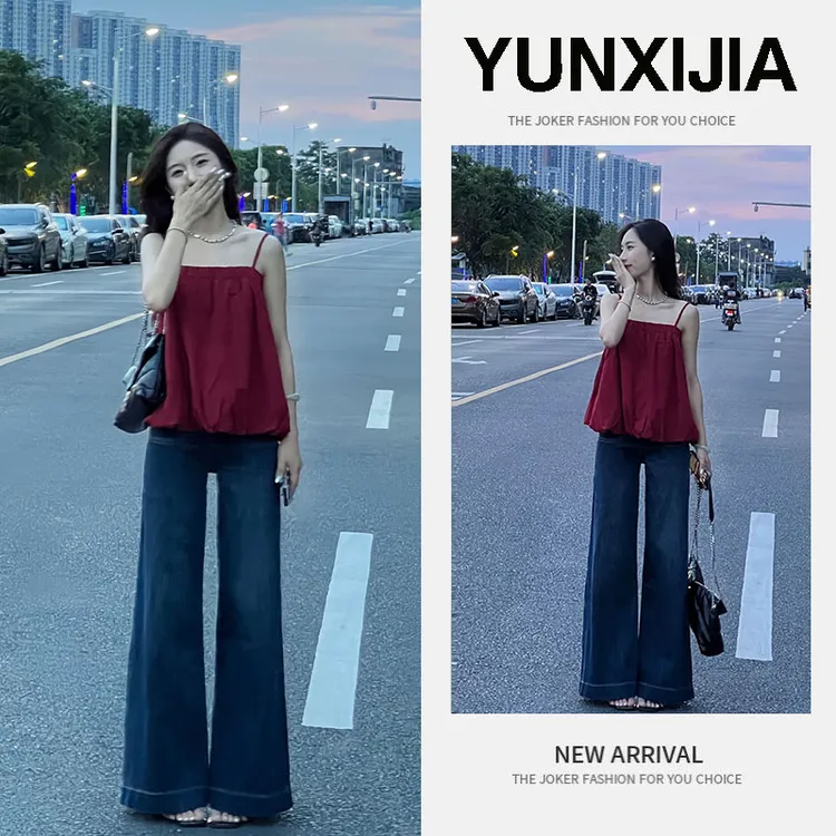 2025夏季新款时尚甜美减龄百搭少女风吊带背心上衣裤子两件套