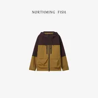 NorthMing fish「都市轻旅」 英伦复古感撞色连帽收腰大口袋冲锋衣