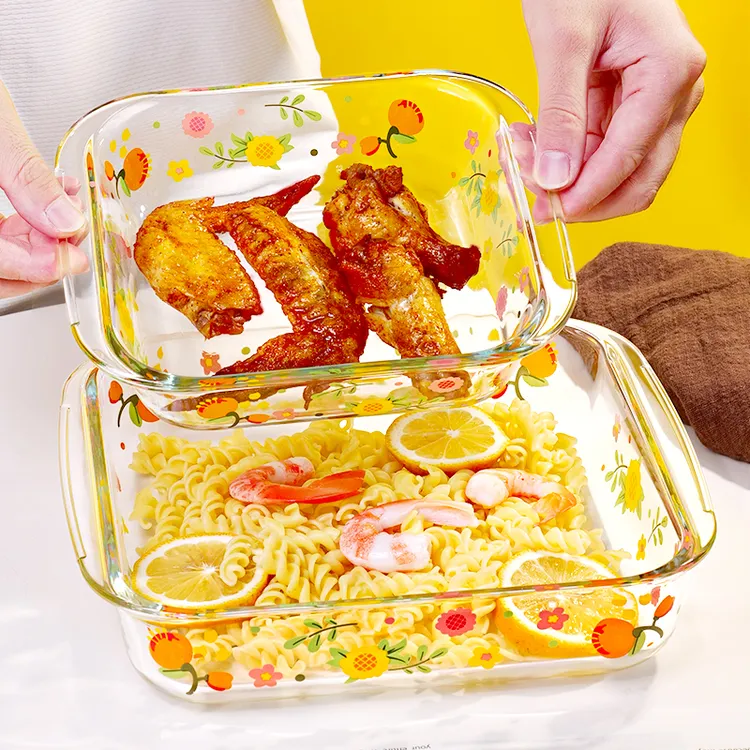 玻璃烤盘耐高温托盘水果盘长方形家用欧式烤箱微波炉专用蒸鱼盘子