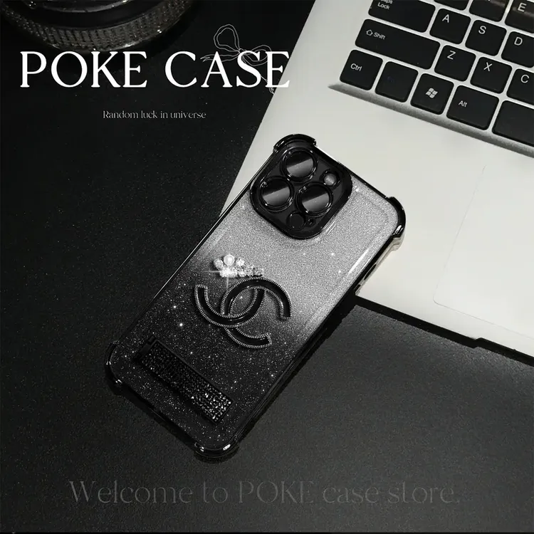 渐变双c贴件手机壳适用苹果华为荣耀OPPO小米vivo四角电镀防摔壳