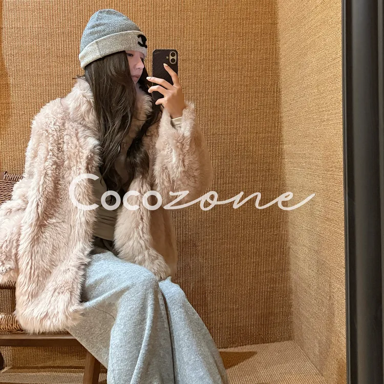 COCO ZONE 刘 一一 "一见钟情"西班牙进口100羊毛革皮草CD2A3316