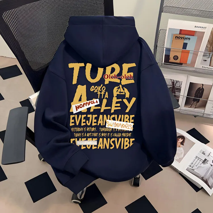 2025国潮美式连帽加厚新款加绒卫衣秋冬宽松百搭长袖男女上衣潮流