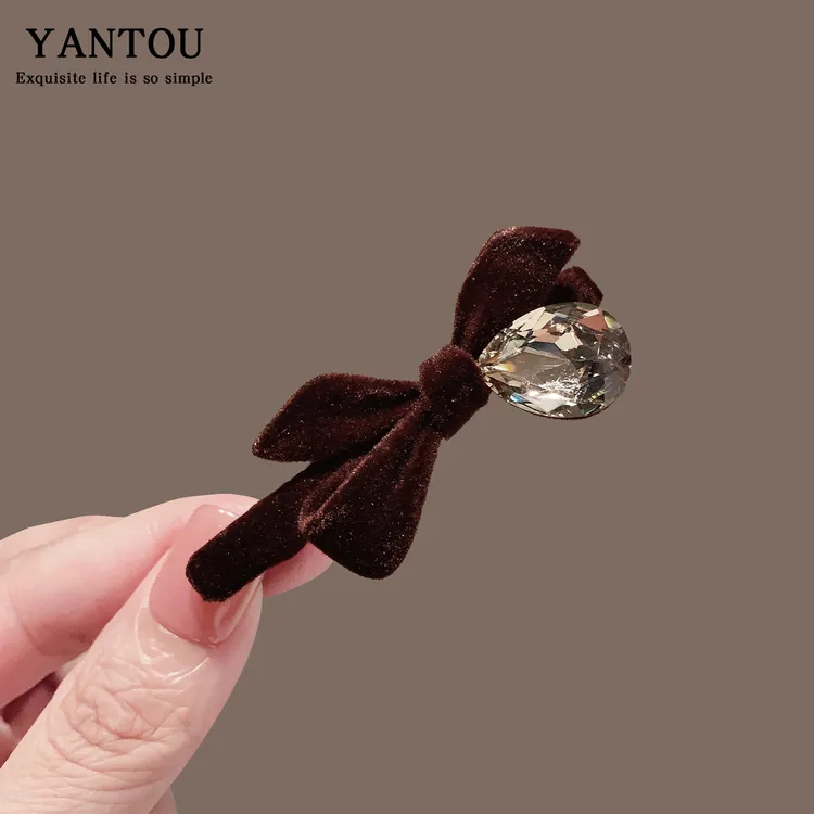 秋冬新款植绒蝴蝶结发夹女刘海夹碎发发卡高级感公主头发卡头饰