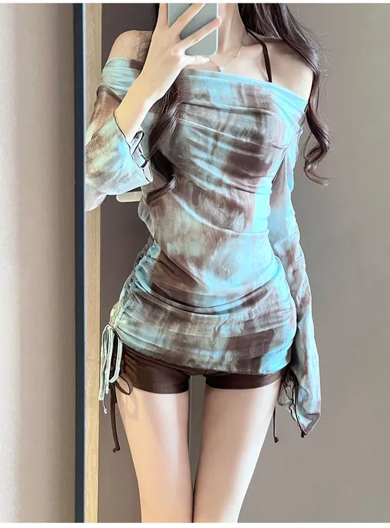 女士套装2025款分体比基尼三件套性感遮肚冰丝泳衣高颜值女士泳衣