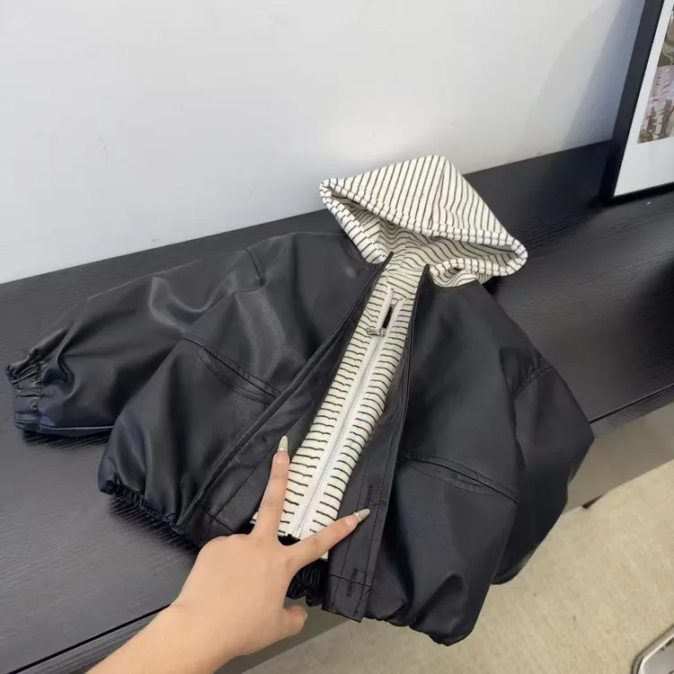 男童皮衣外套冬款加绒2025新款冬季夹克宝宝冬装小童机车服外套潮