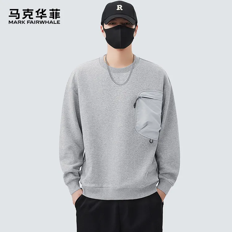 马克华菲潮牌男士春秋长袖潮流休闲百搭宽松舒适圆领套头男款卫衣