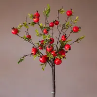 【七呀】6果仿真花石榴果树枝干花假花柿子果实客厅插花摆件花
