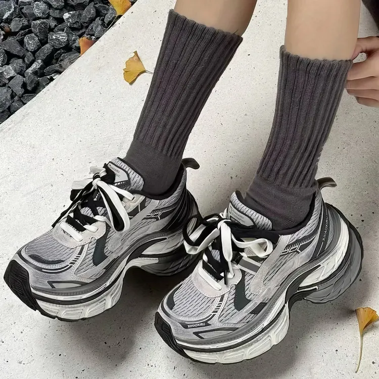 增高港风高跟老爹鞋秋冬加棉保暖透气时尚休闲鞋2025韩版厚底轻款