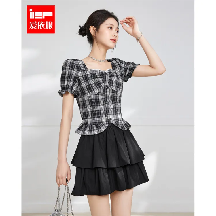 IEF/爱依服时尚套装2025夏季新款美式甜美减龄少女风显瘦上下套裙