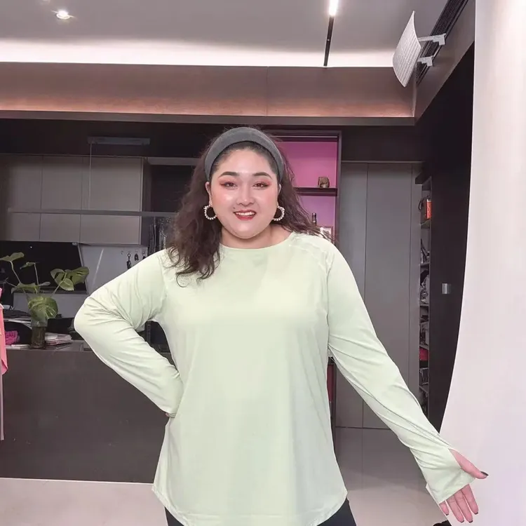 210斤大码速干加长宽松拼接圆领速干女士瑜伽百搭运动长袖SY-234