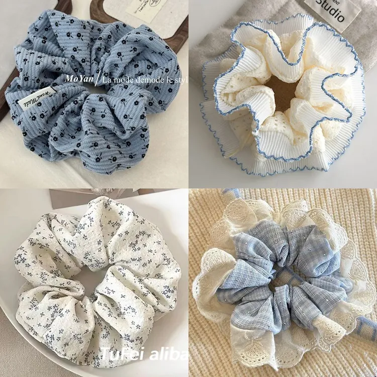 ins韩系小清新发圈女2025新款侧马尾皮筋发绳高级感头绳头花简约