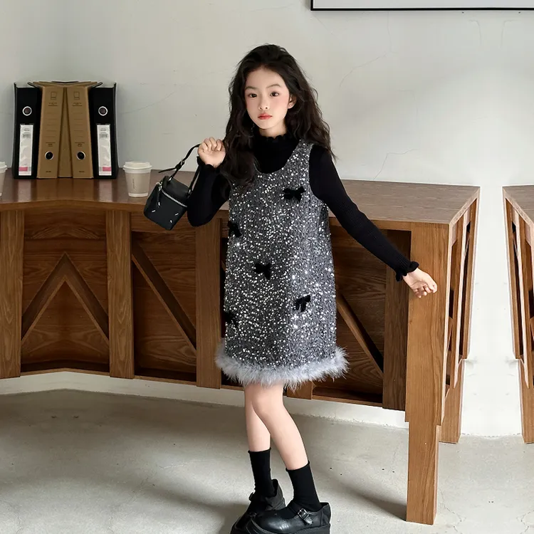 女童连衣裙冬季加绒高级感生日礼服裙子2025新款大童公主裙秋冬款