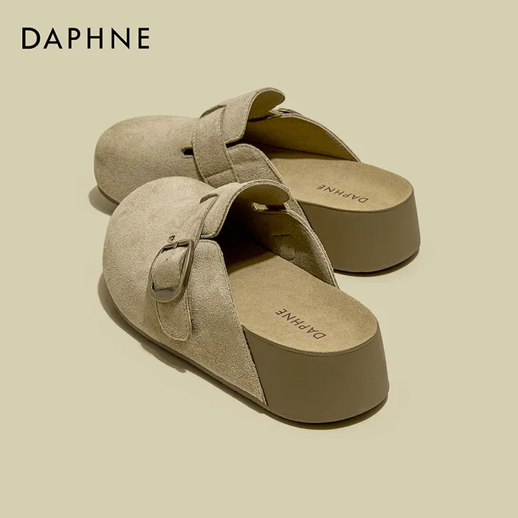 达芙妮厚底勃肯鞋包头拖2025夏季新款百搭时尚休闲增高一脚蹬鞋女