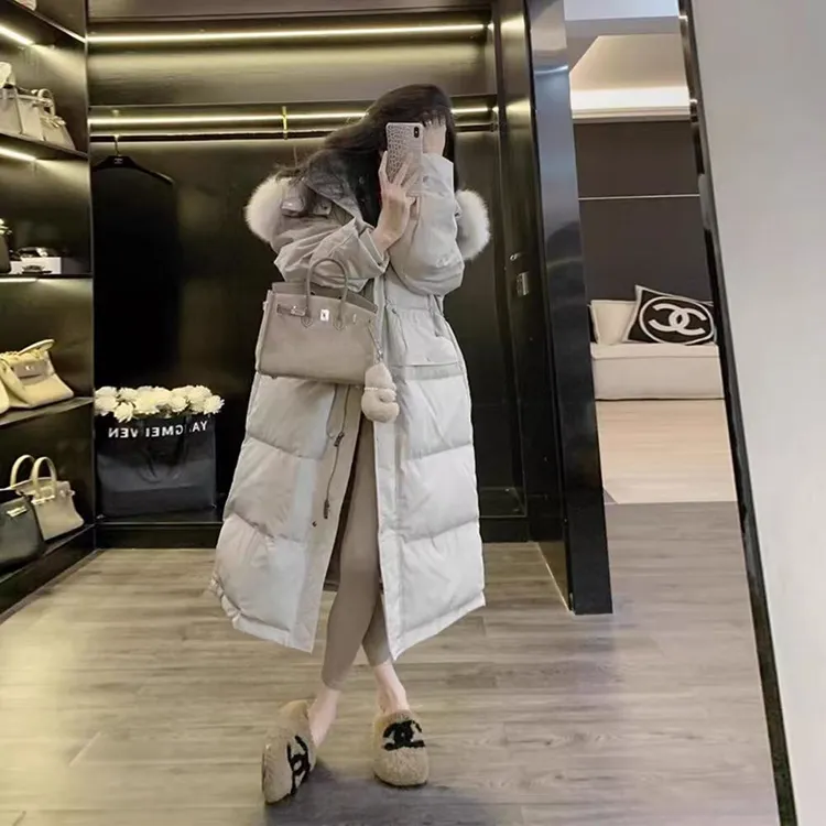 仿狐狸毛服女款冬季新款小香风高级感中长款连帽外套大衣