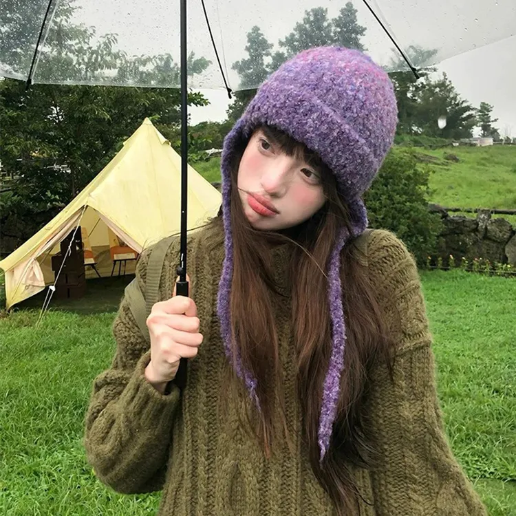 香芋派 针织绑带护耳帽子女秋冬可爱毛线抗寒保暖雷锋帽显脸小ins