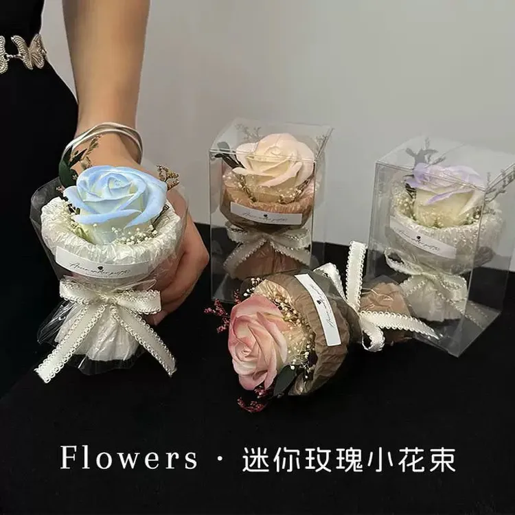 【约会惊喜】迷你口袋小花束玫瑰永生花仿真花伴手礼生日女神节礼物