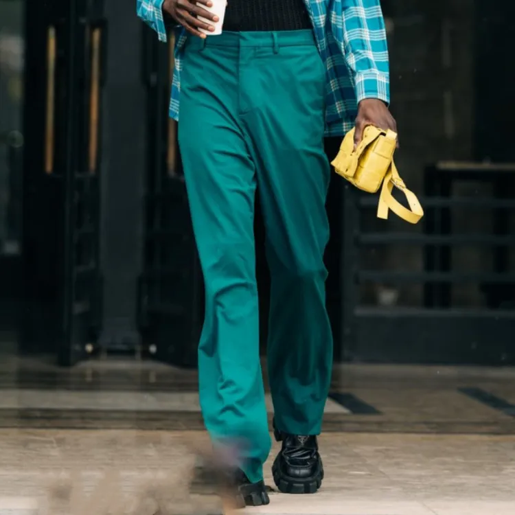意大利米兰街拍款马卡龙时尚简约直筒休闲裤宽松垂感百搭舒适男裤