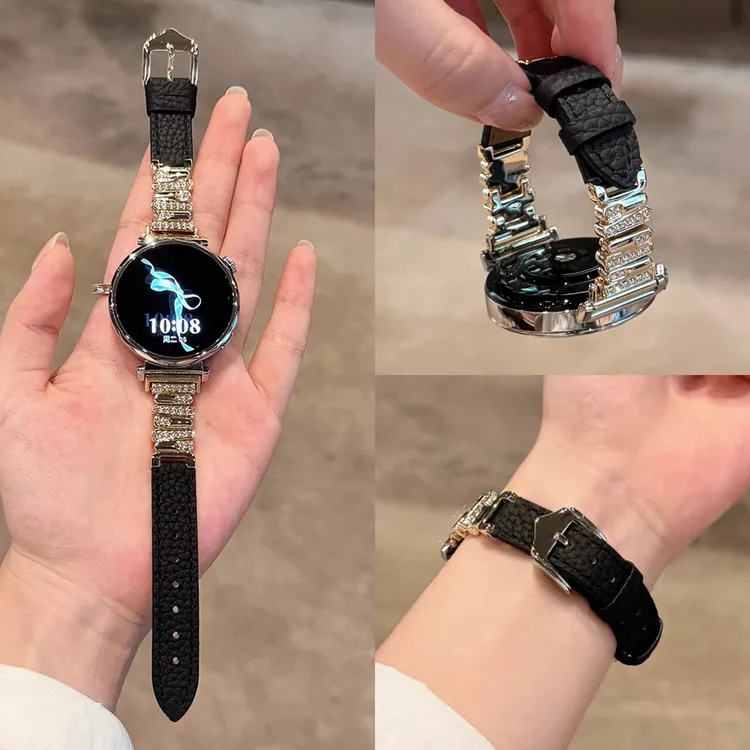 适用华为GT6表带gt5手表watch5不规则闪钻4皮质智能3腕表女高颜值