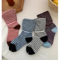 韩版松口袜/胖mm大码定制条纹中筒堆堆袜~