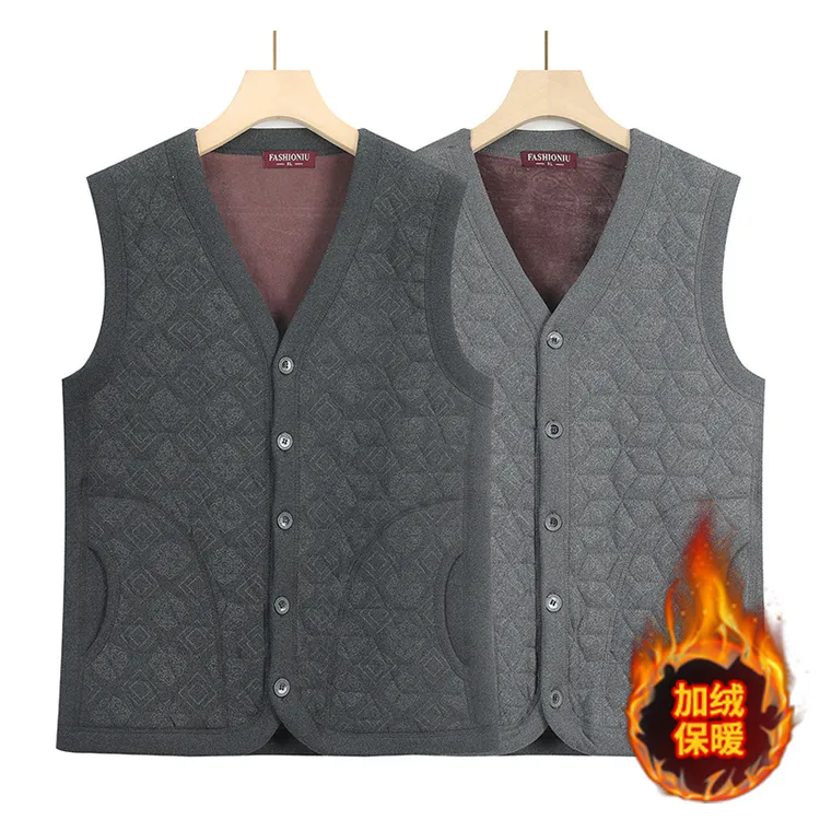 中老年男保暖马甲爷爷加绒保暖内搭背心爸爸秋冬季加厚马夹坎肩男