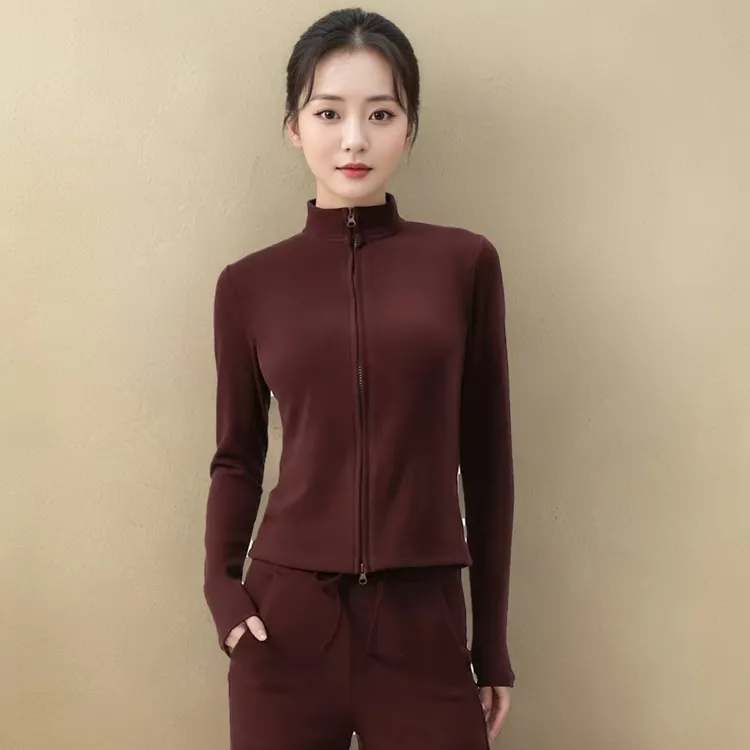 24106新款半高领拉链运动开衫健身瑜伽服