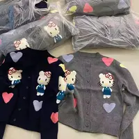 欧洲站2025秋季新款减龄爱心卡通图案羊毛针织开衫女毛衣外套