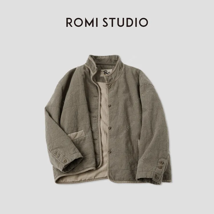 ROMI STUDIO“东方质朴”色织亚麻混纺自然皱感宽松外套 RWCWWJ5110