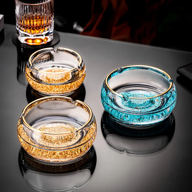 水晶玻璃烟灰缸家用客厅茶几烟缸加厚办公室高档大号烟盅烟碟