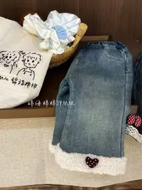 中腰女宝冬季长裤牛仔裤裤子秋款水洗卡通