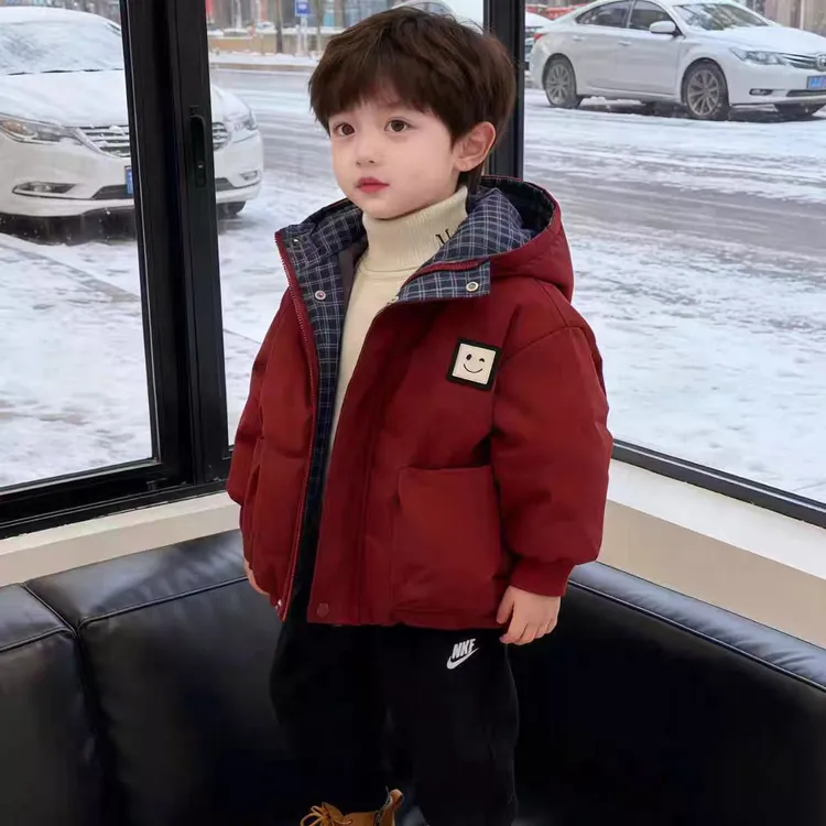 男孩加绒棉服冬季2025新款儿童红色加厚棉袄宝宝冬装加厚衣服外套