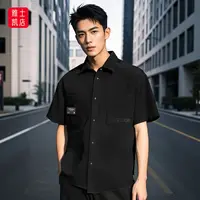 新国风衬衫男士短袖外套夏季防晒7A抗菌舒适透气休闲宽松翻领衬衣