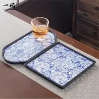 复古青花瓷茶盘家用中式小型茶托盘功夫茶具茶道配件吸水干泡茶台