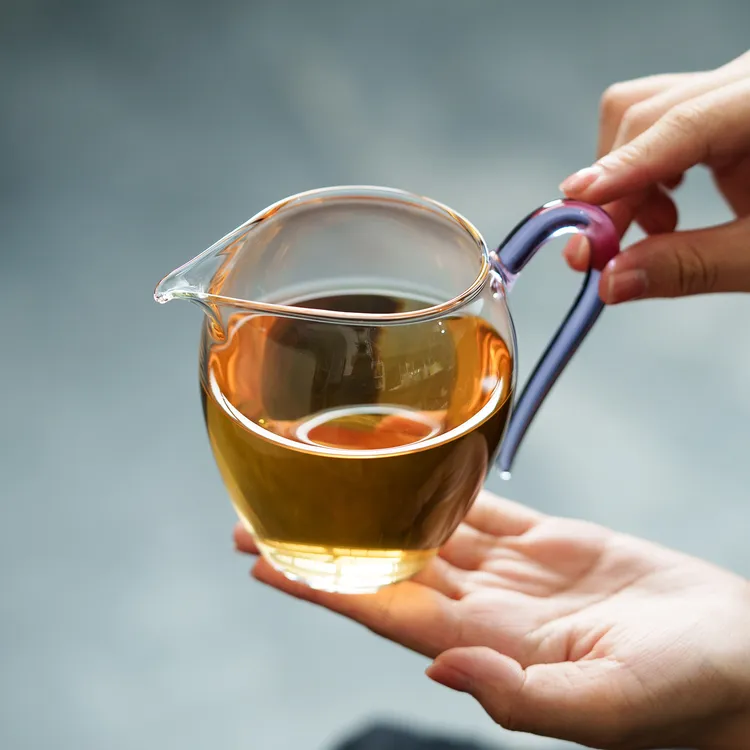 高硼硅耐热玻璃公道杯加厚带把手耐高温分茶器创意匀茶杯茶道配件
