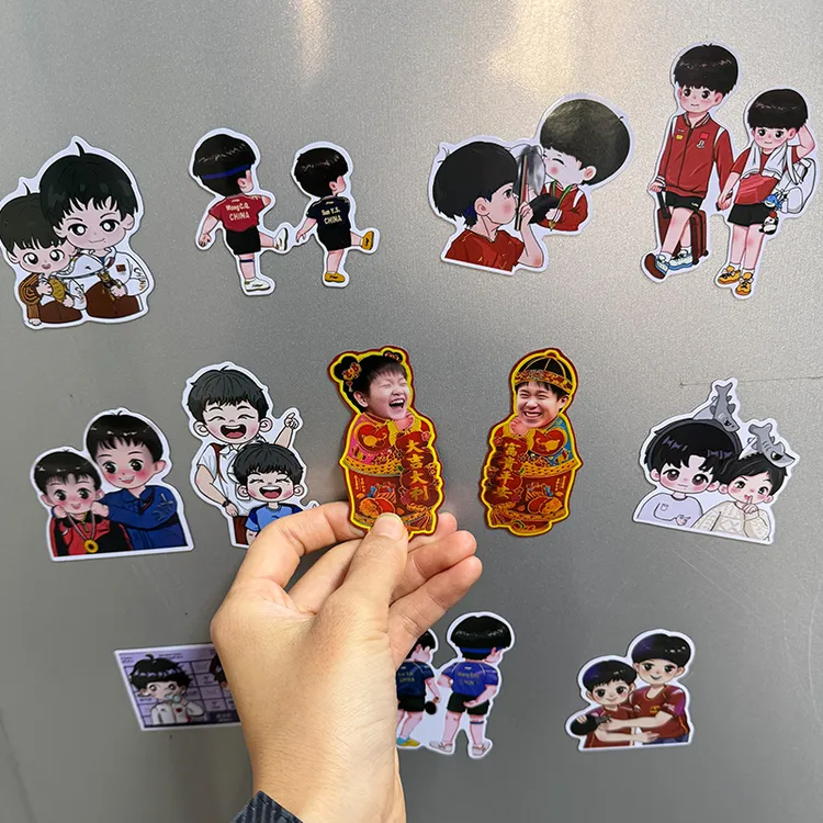 【钥趣专属】国乒莎头冰箱贴软磁强吸汽车贴纸卡通莎莎大头