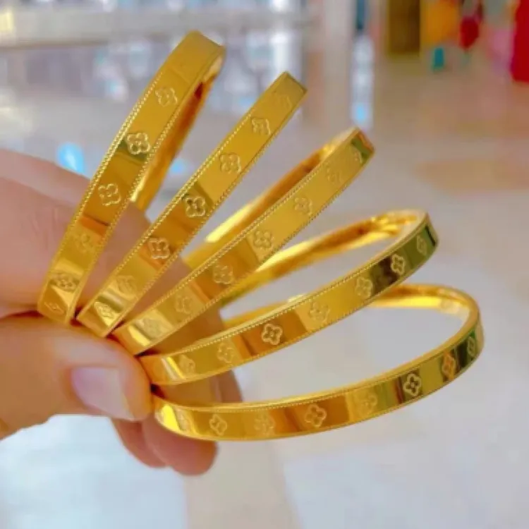 铜合金手镯 （精工版四叶花手镯）原创设计自然百搭瑞丽女款精美