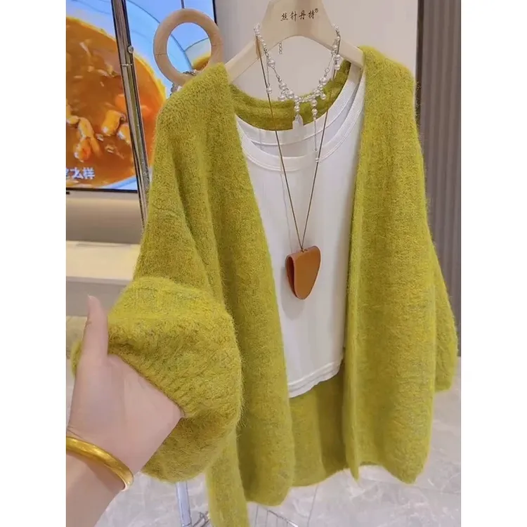 韩版慵懒风软糯毛衣外套2025秋季新款时尚百搭宽松针织开衫
