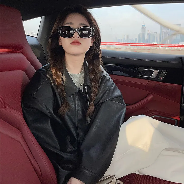 黑色皮衣外套女春秋新款韩版宽松高级感帅气炸街机车服夹克上衣潮