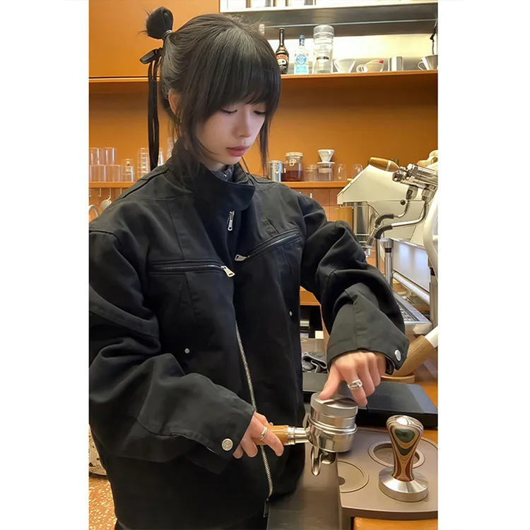 707同款哈林顿外套男款春秋美式cleanfit工装立领短款千鸟格夹克